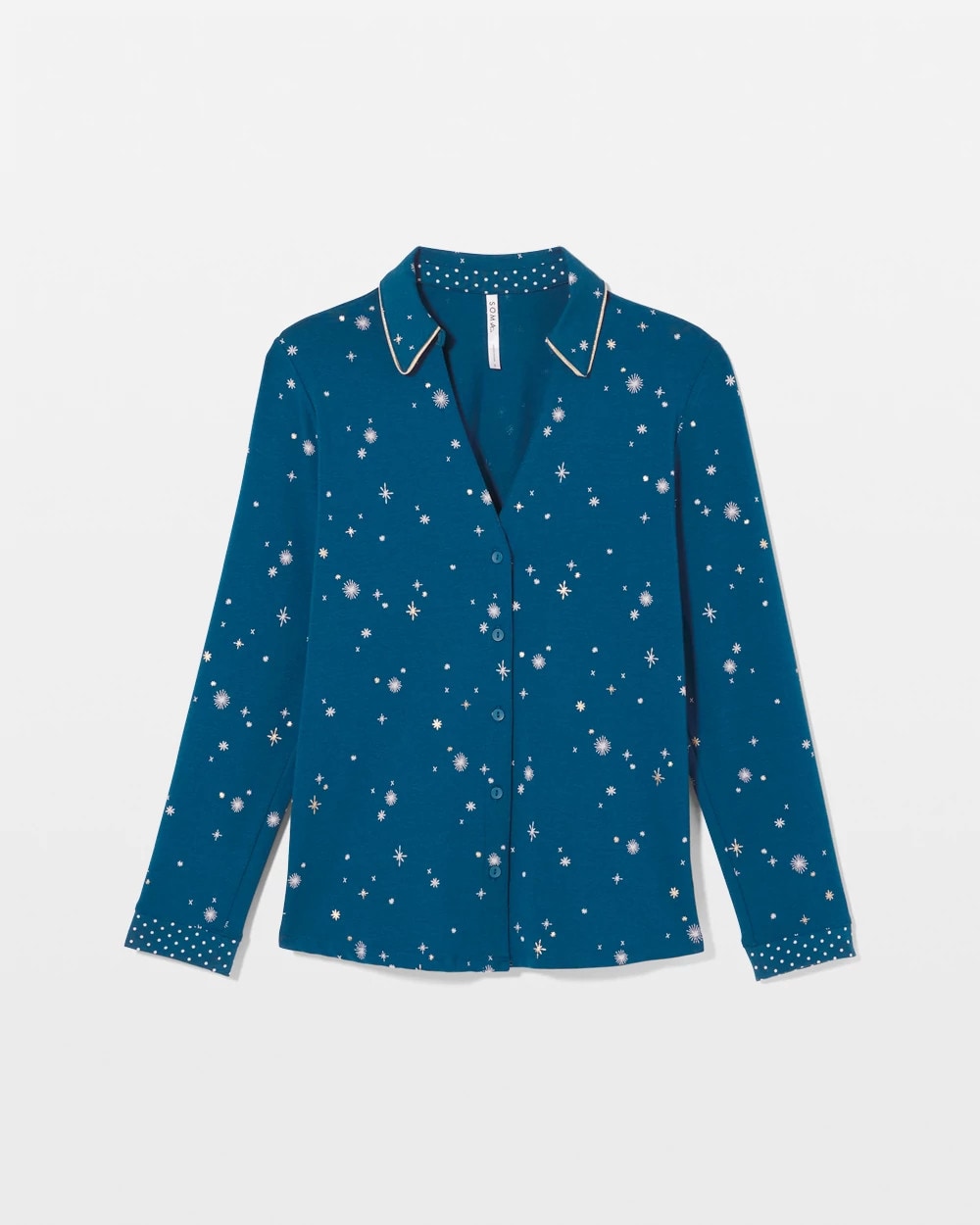 Long-Sleeve Notch Collar Pajama Top - INTO THE NIGHT BLUE | Soma discount