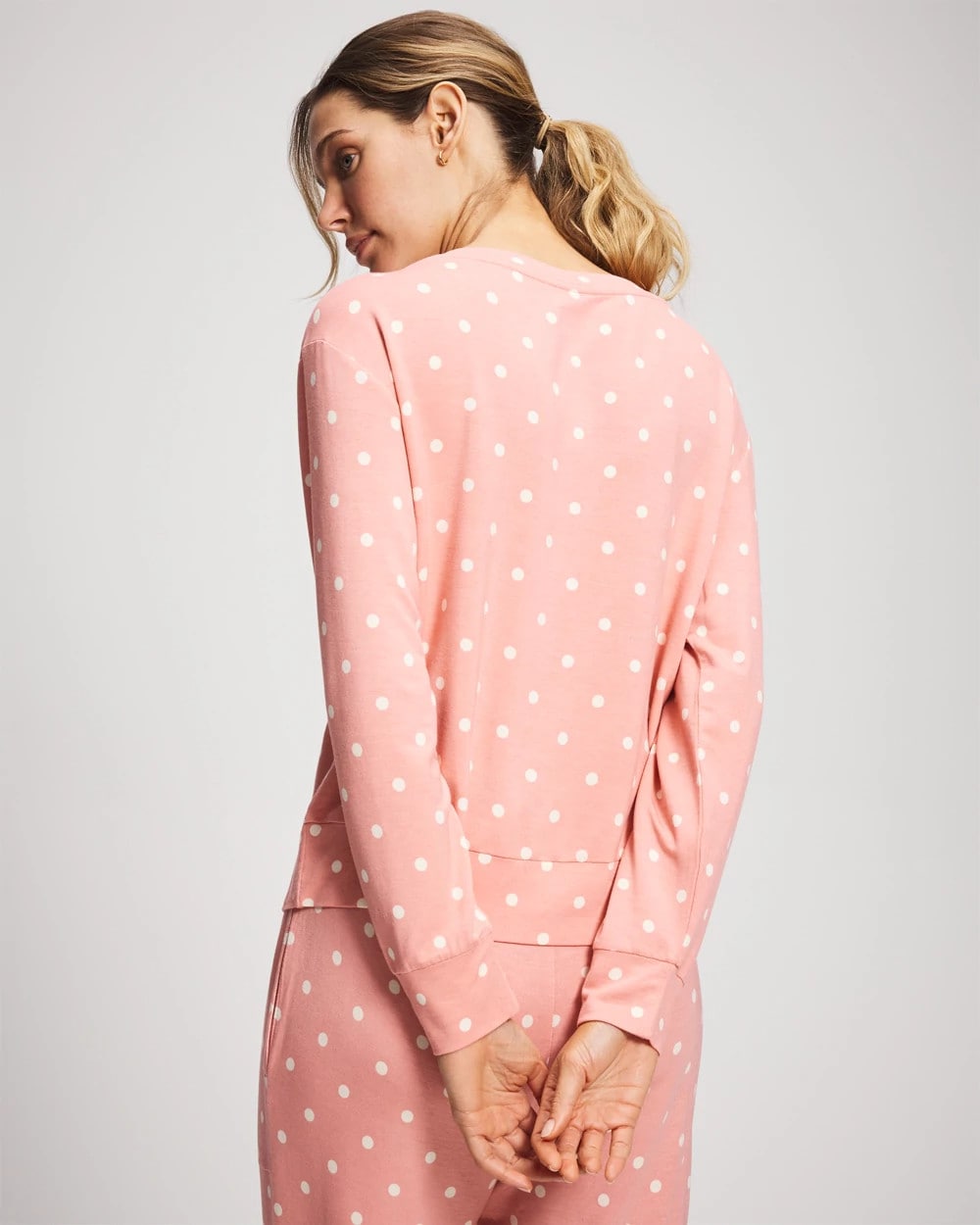 Long-Sleeve Pajama Top - DREAMY DOT MID BLUSH PINK | Soma for sale