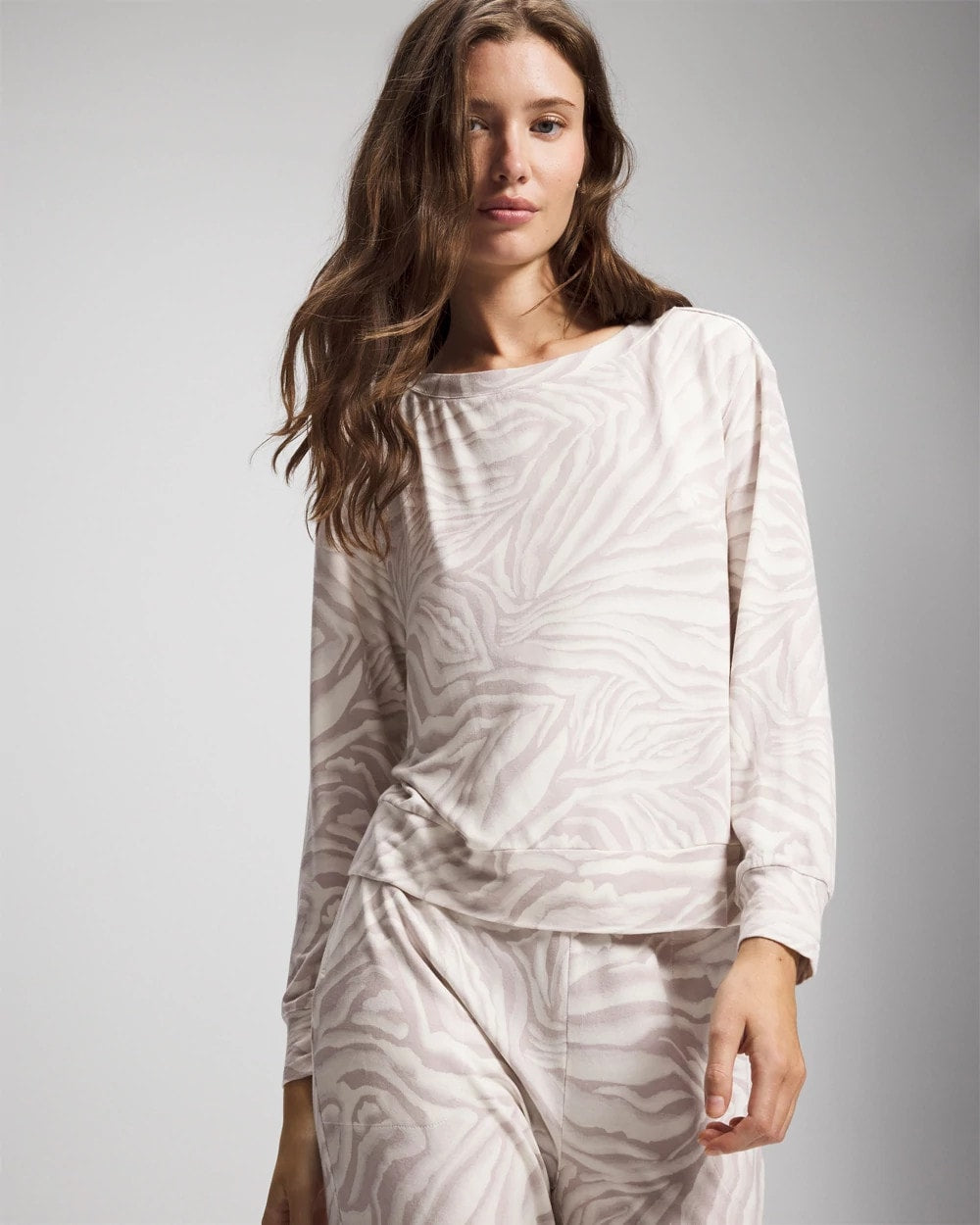 Long-Sleeve Pajama Top - ZEBRA ZEN GRAY GLASS | Soma sale