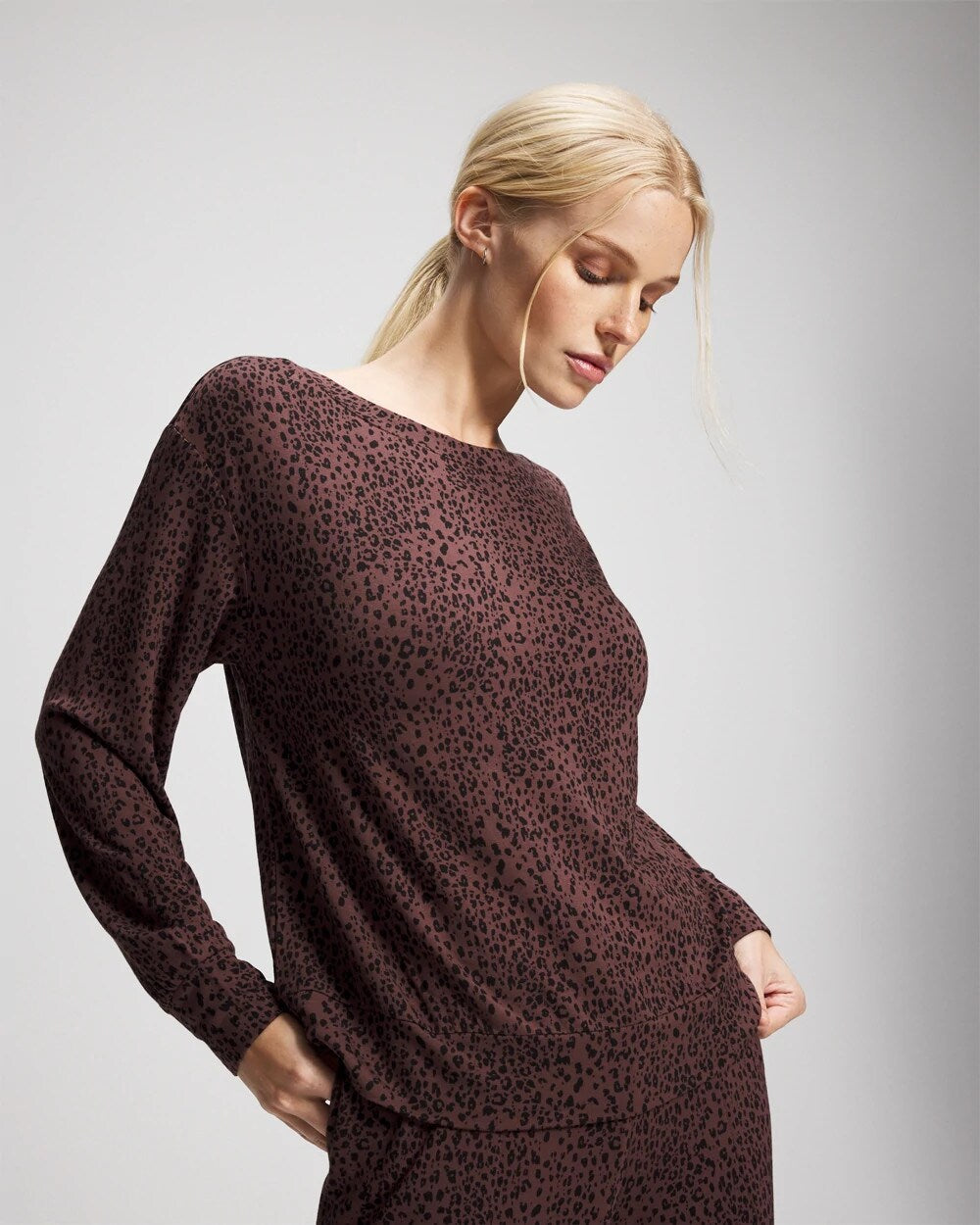 Long-Sleeve Pajama Top - HOT SPOT MOCHA | Soma discount