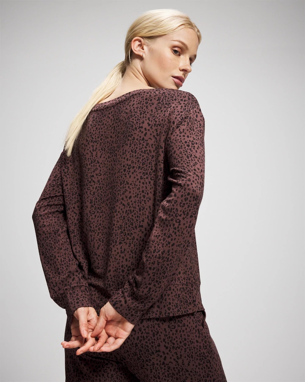 Long-Sleeve Pajama Top - HOT SPOT MOCHA | Soma discount