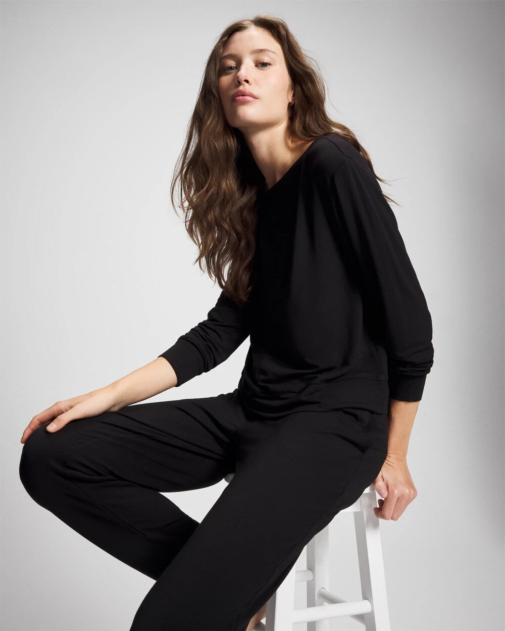 Long-Sleeve Pajama Top - BLACK | Soma near me