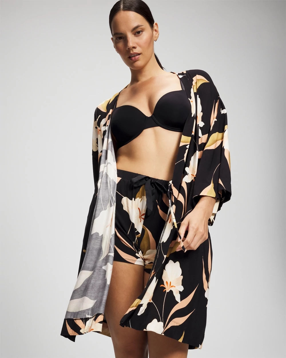 Short Robe - MYSTIC BLOOMS BLACK MID | Soma sale