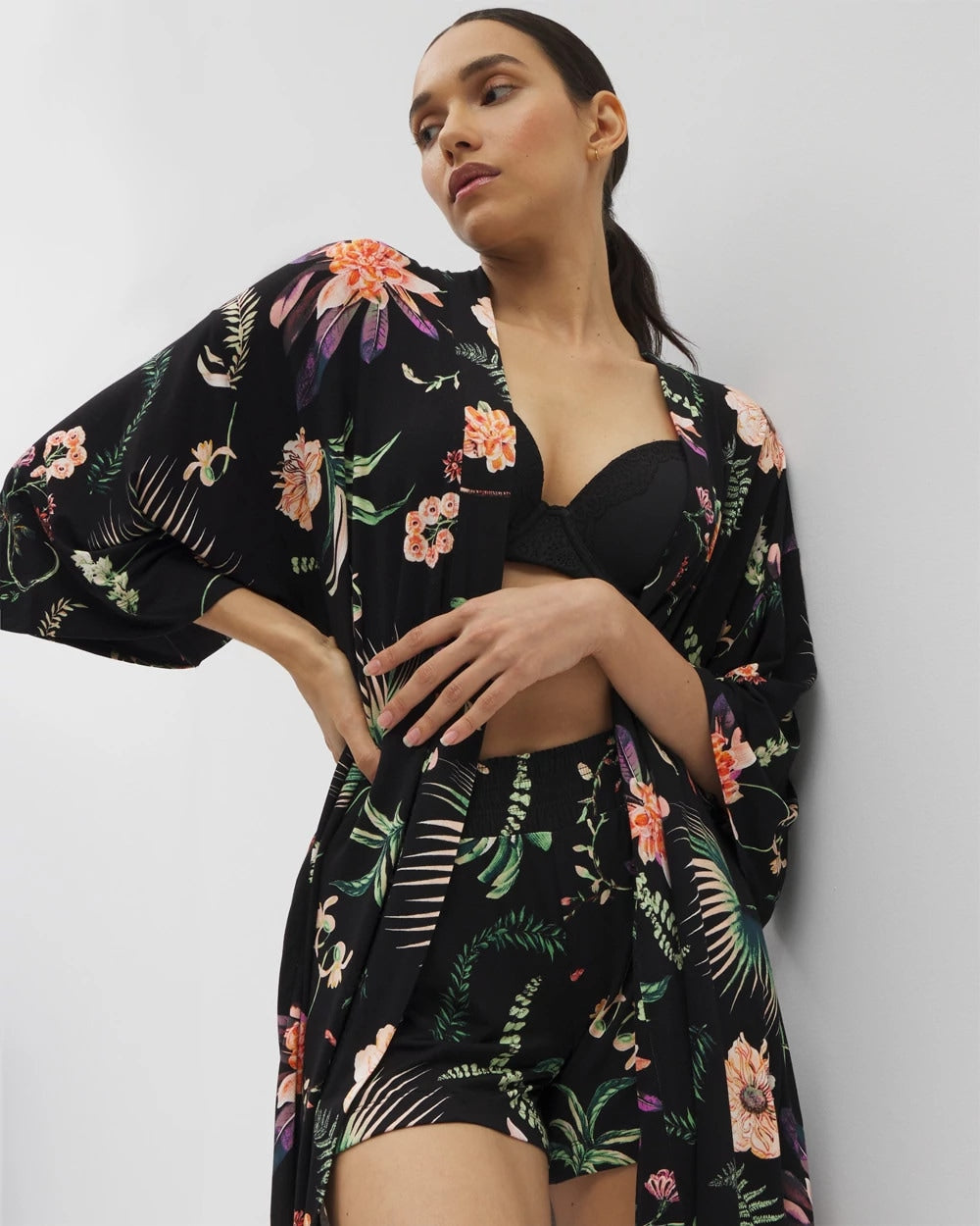 Short Robe - PARADISE PLUMES BLACK | Soma discount