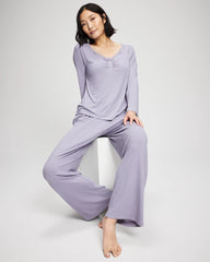 Pointelle Long Sleeve Pajama Top - LAVENDER CLOUD | Soma near me