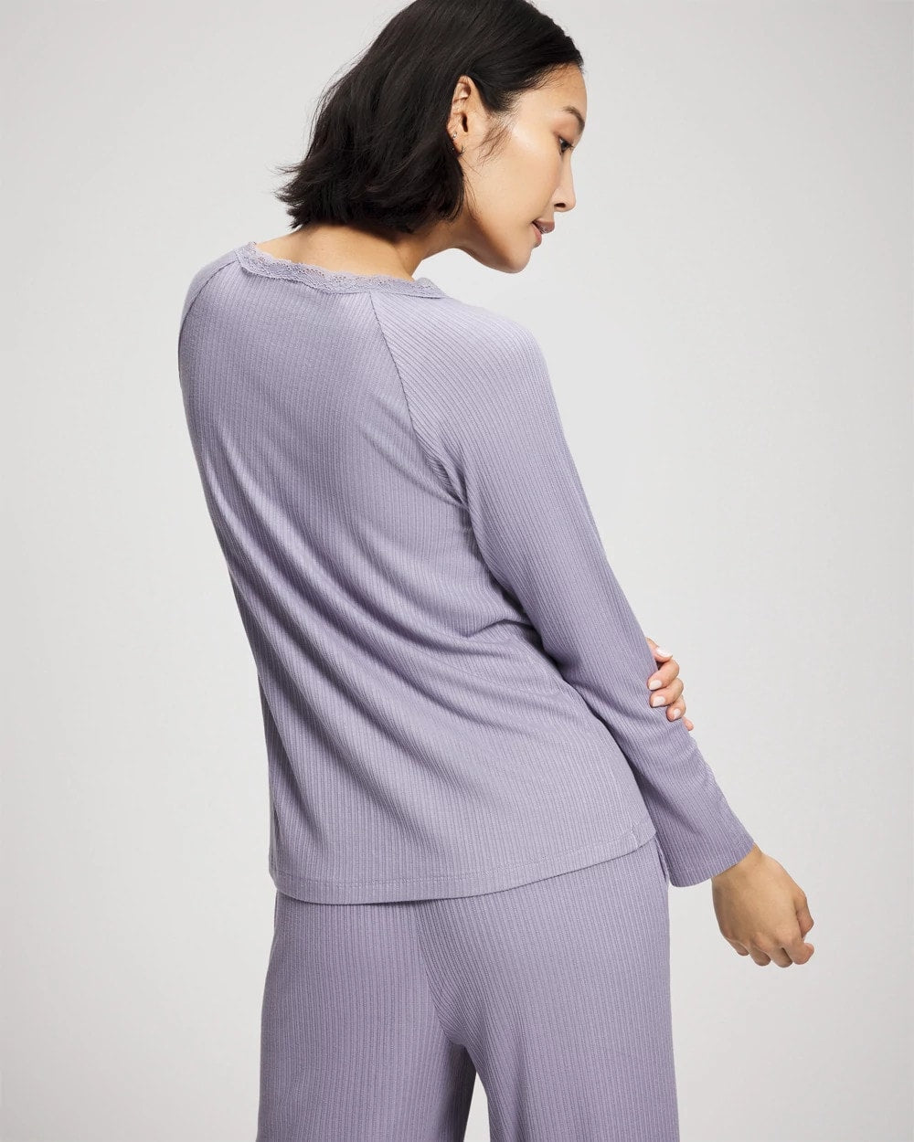 Pointelle Long Sleeve Pajama Top - LAVENDER CLOUD | Soma near me