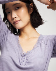 Pointelle Long Sleeve Pajama Top - LAVENDER CLOUD | Soma near me