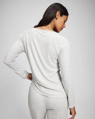 Pointelle Long Sleeve Pajama Top - HEATHER FROST | Soma for sale