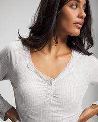 Pointelle Long Sleeve Pajama Top - HEATHER FROST | Soma for sale