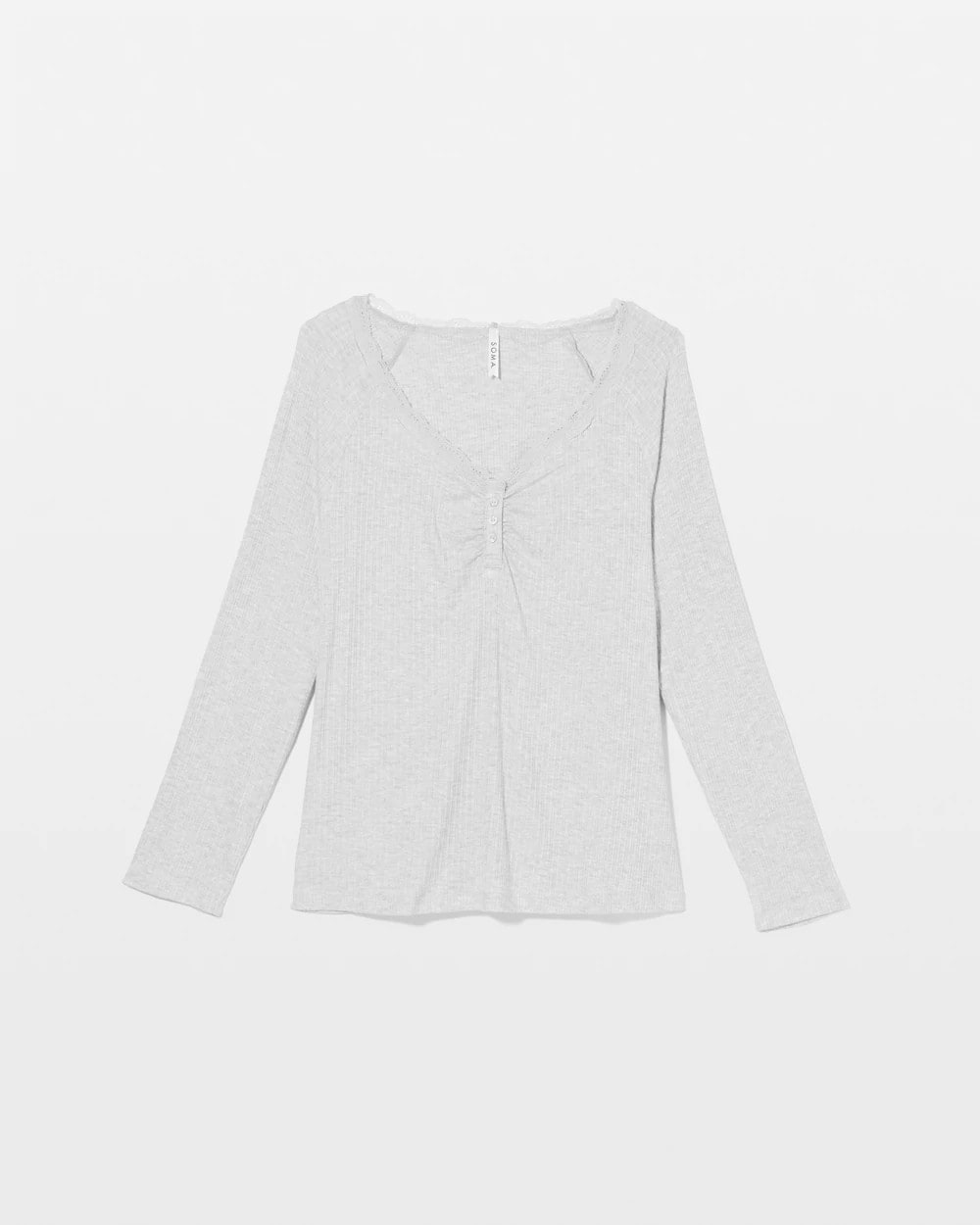 Pointelle Long Sleeve Pajama Top - HEATHER FROST | Soma for sale