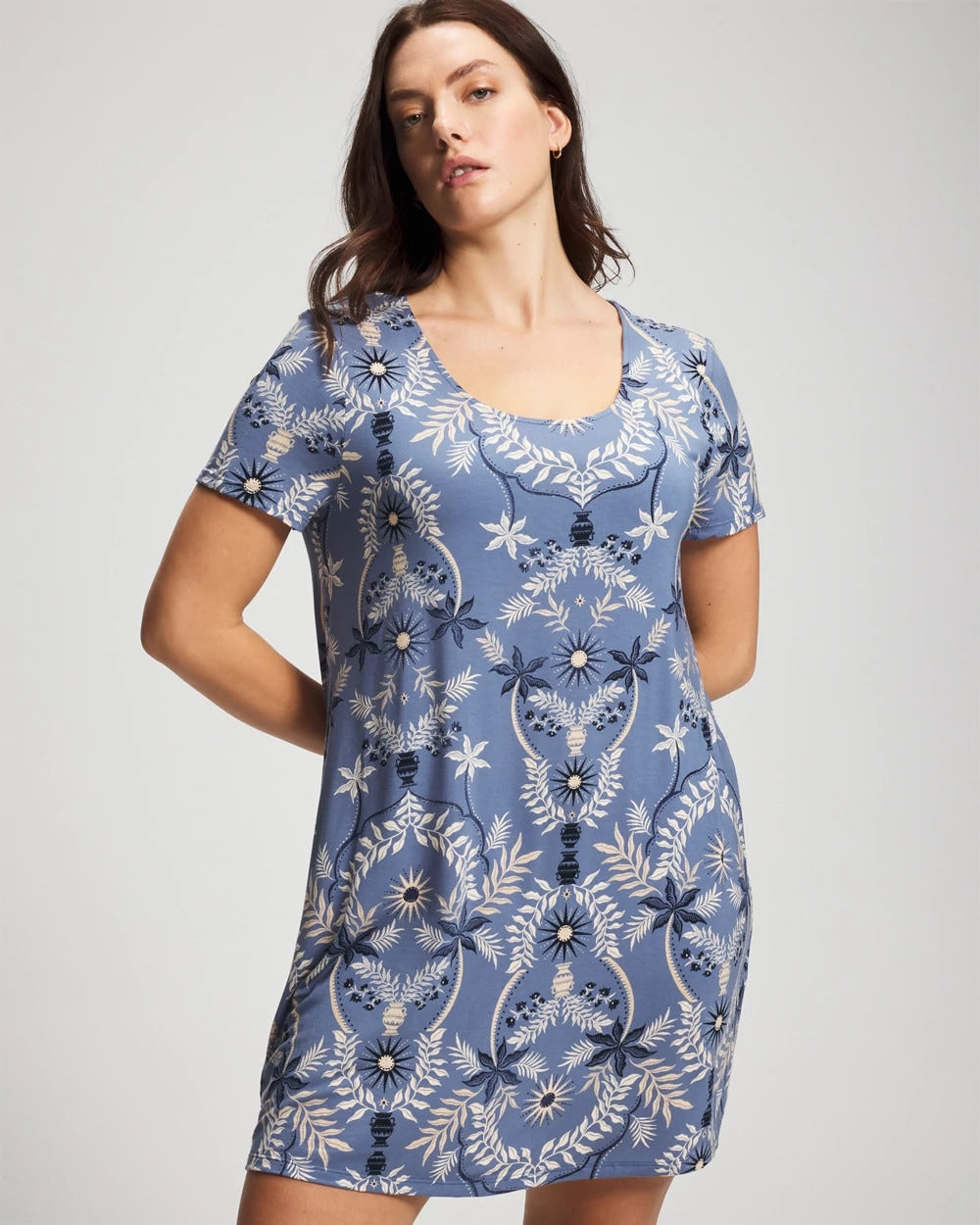 Short Sleeve Scoop Neck Sleepshirt - BOTANICAL TILE SUNDOWN | Soma sale