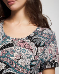 Short Sleeve Scoop Neck Sleepshirt - REGAL PAISLEY BLACK | Soma discount
