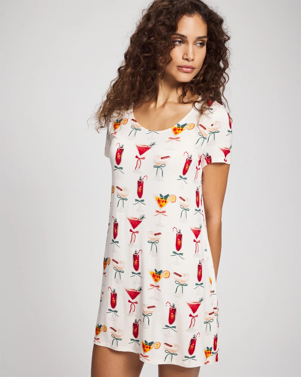 Short Sleeve Scoop Neck Sleepshirt - MERRY MIXES CHAMP | Soma Online