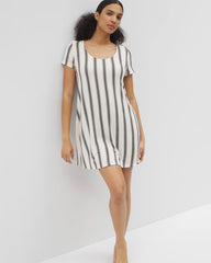 Short Sleeve Scoop Neck Sleepshirt - HAMPTON STRIPE BLACK | Soma near me