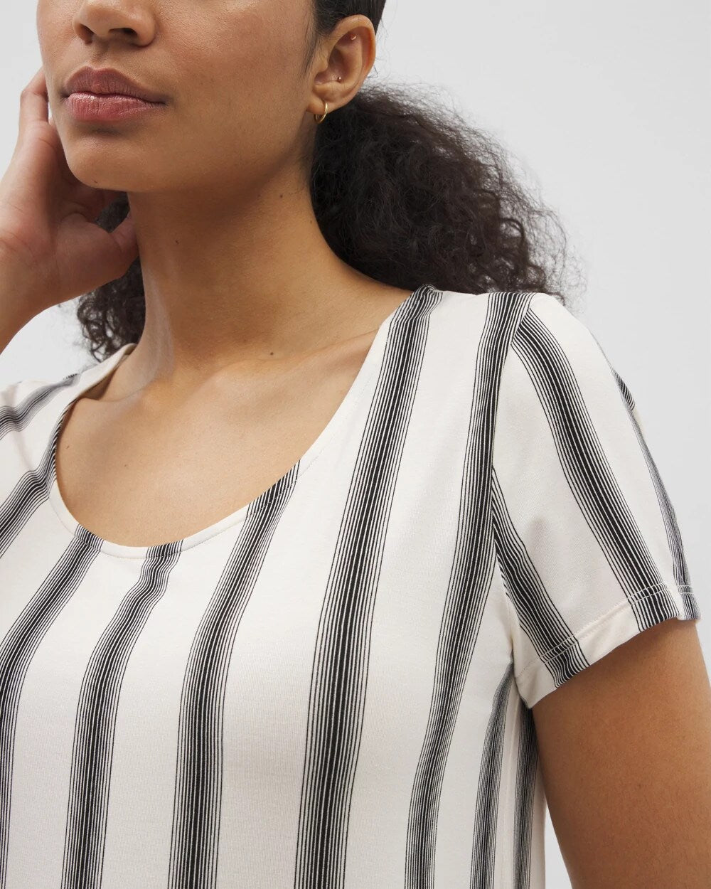 Short Sleeve Scoop Neck Sleepshirt - HAMPTON STRIPE BLACK | Soma near me