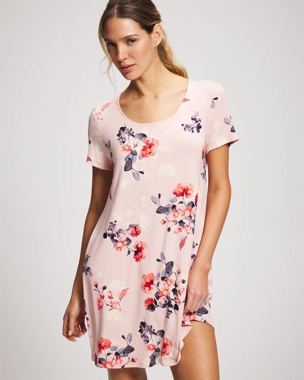 Short Sleeve Scoop Neck Sleepshirt - FLORAL DREAMS PINK BLUSH | Soma for sale
