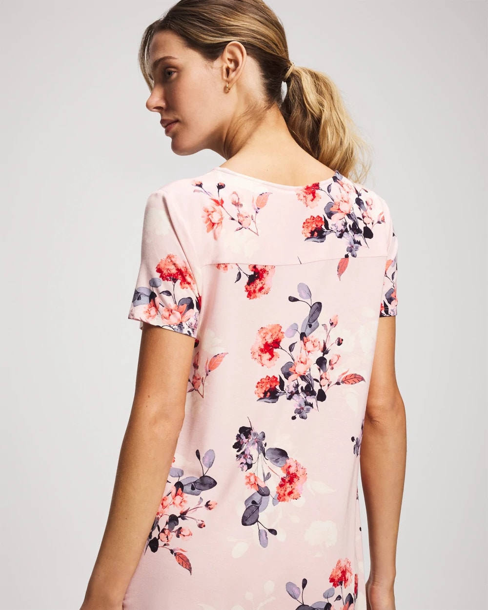 Short Sleeve Scoop Neck Sleepshirt - FLORAL DREAMS PINK BLUSH | Soma on sale
