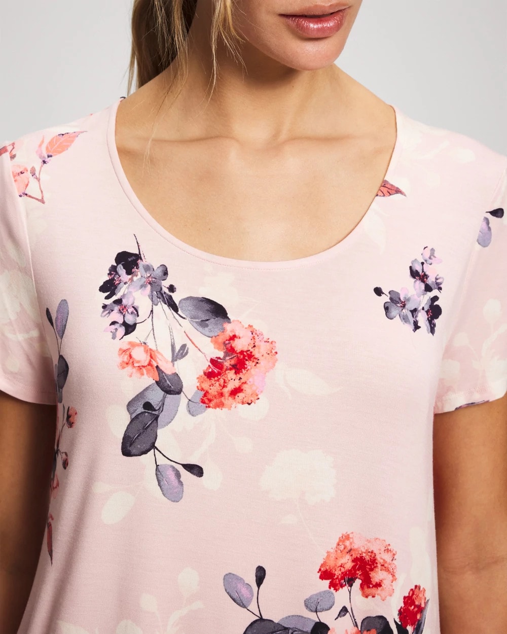 Short Sleeve Scoop Neck Sleepshirt - FLORAL DREAMS PINK BLUSH | Soma on sale