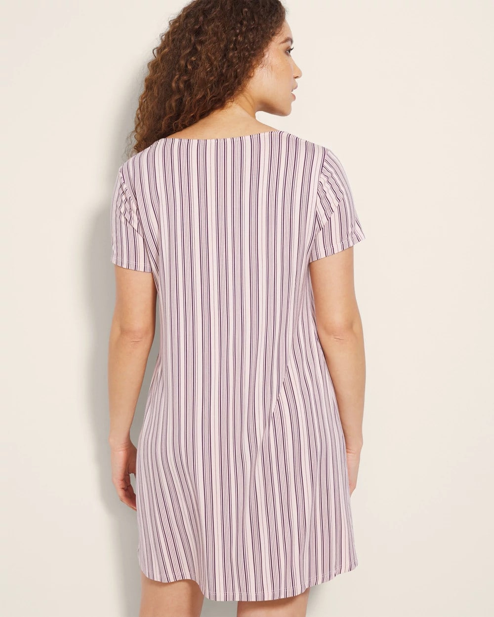Short Sleeve Scoop Neck Sleepshirt - AMITY STRIPE SEPIA ROSE | Soma sale