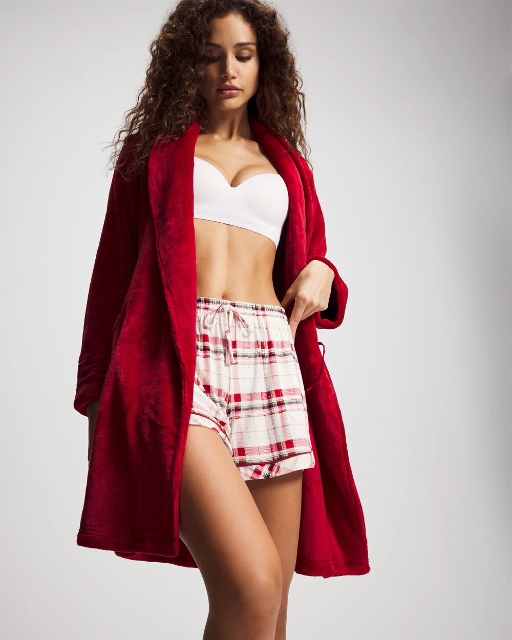 Plush Short Robe - PAINT THE TOWN RED | Soma on sale