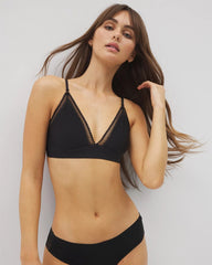 Geo Lace Trim Bralette - BLACK | Soma Online