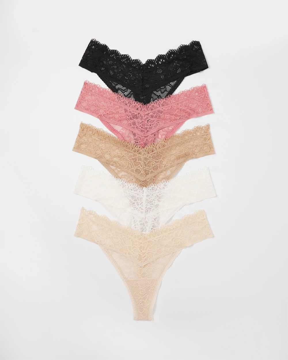 Thong Panty with Enchanting Lace 5 Pack - ANTIQUE PINK MULTI PACK | Soma Online