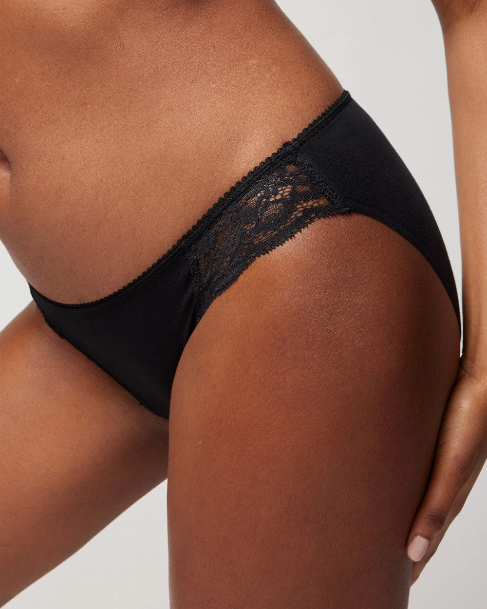 Cotton Blend Bikini Panty with Lace - BLACK | Soma discount