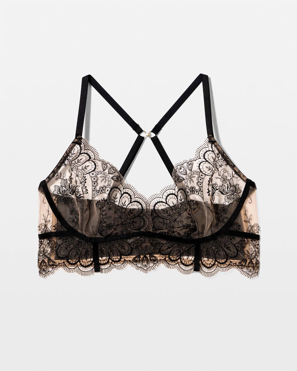 Tattoo Lace Embroidered Bralette - BLACK | Soma Online