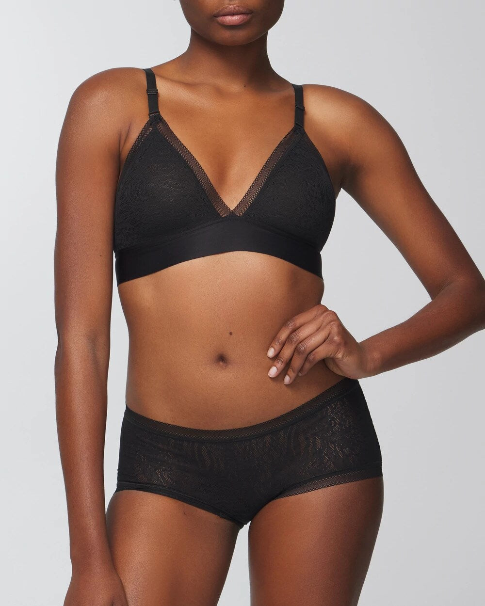 Soma Boyshort Panty with Stretch Lace - BLACK | Soma outlet