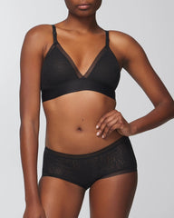 Soma Boyshort Panty with Stretch Lace - BLACK | Soma outlet