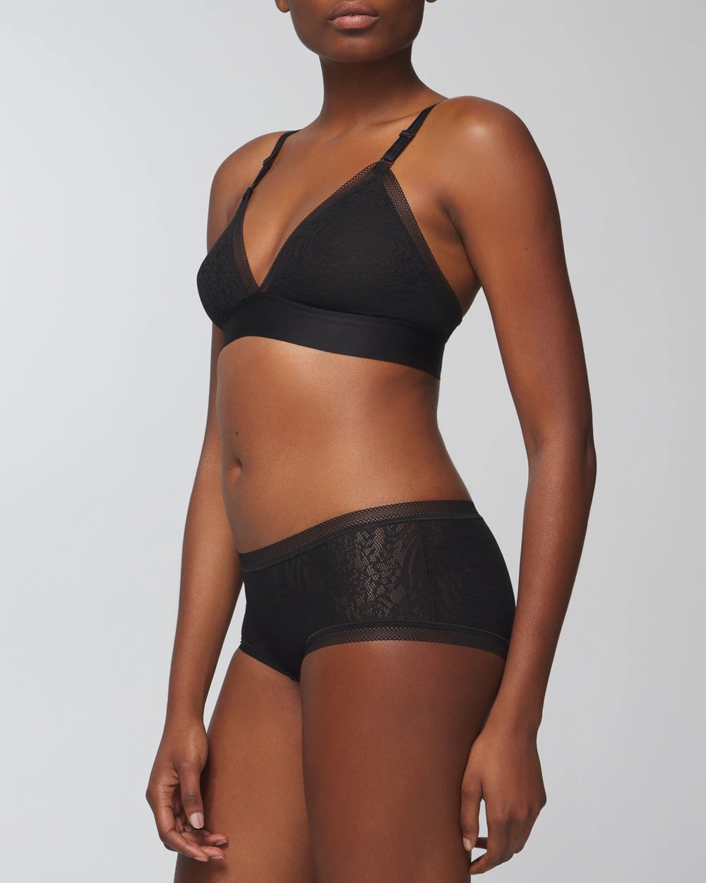 Soma Boyshort Panty with Stretch Lace - BLACK | Soma outlet