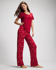 Packaged Short-Sleeve Pant Pajama Set - FIRST NIGHT RED/FOIL | Soma Online