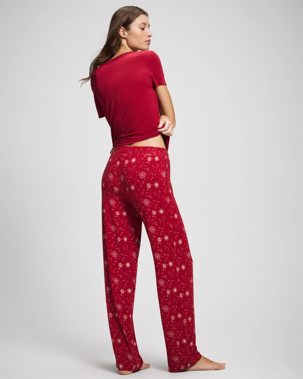 Packaged Short-Sleeve Pant Pajama Set - FIRST NIGHT RED/FOIL | Soma Online