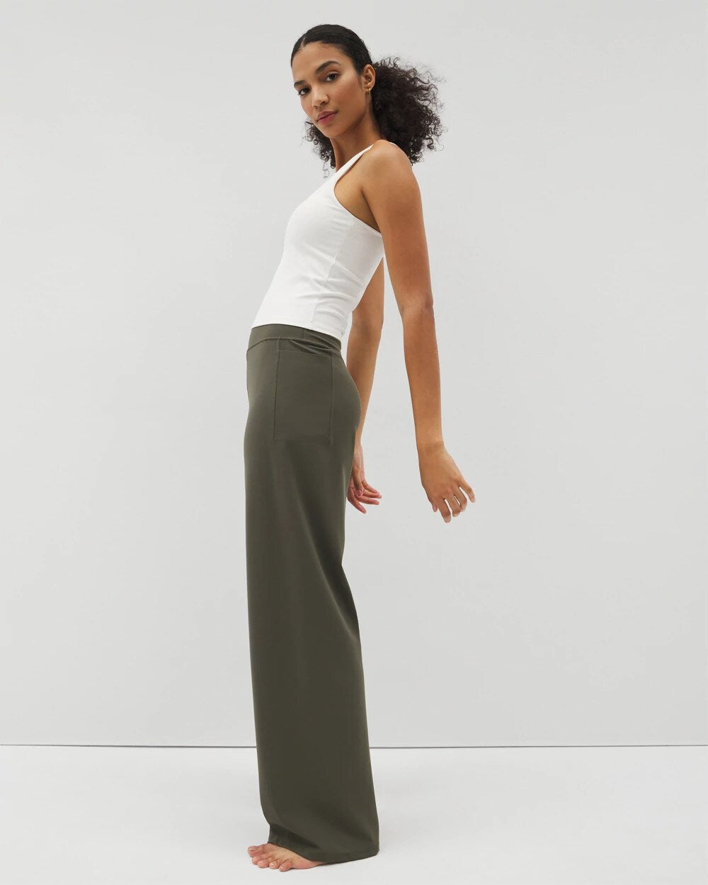 High-Waist Wide-Leg Pants - DARK GRAY OLIVE | Soma sale