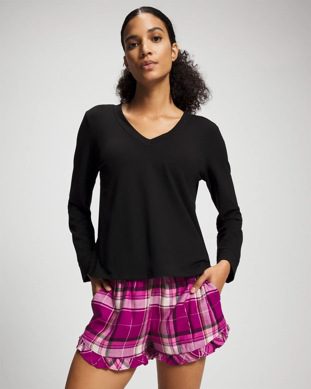 Pajama Set - FASHIONABLY PLAID MAGENTA | Soma discount