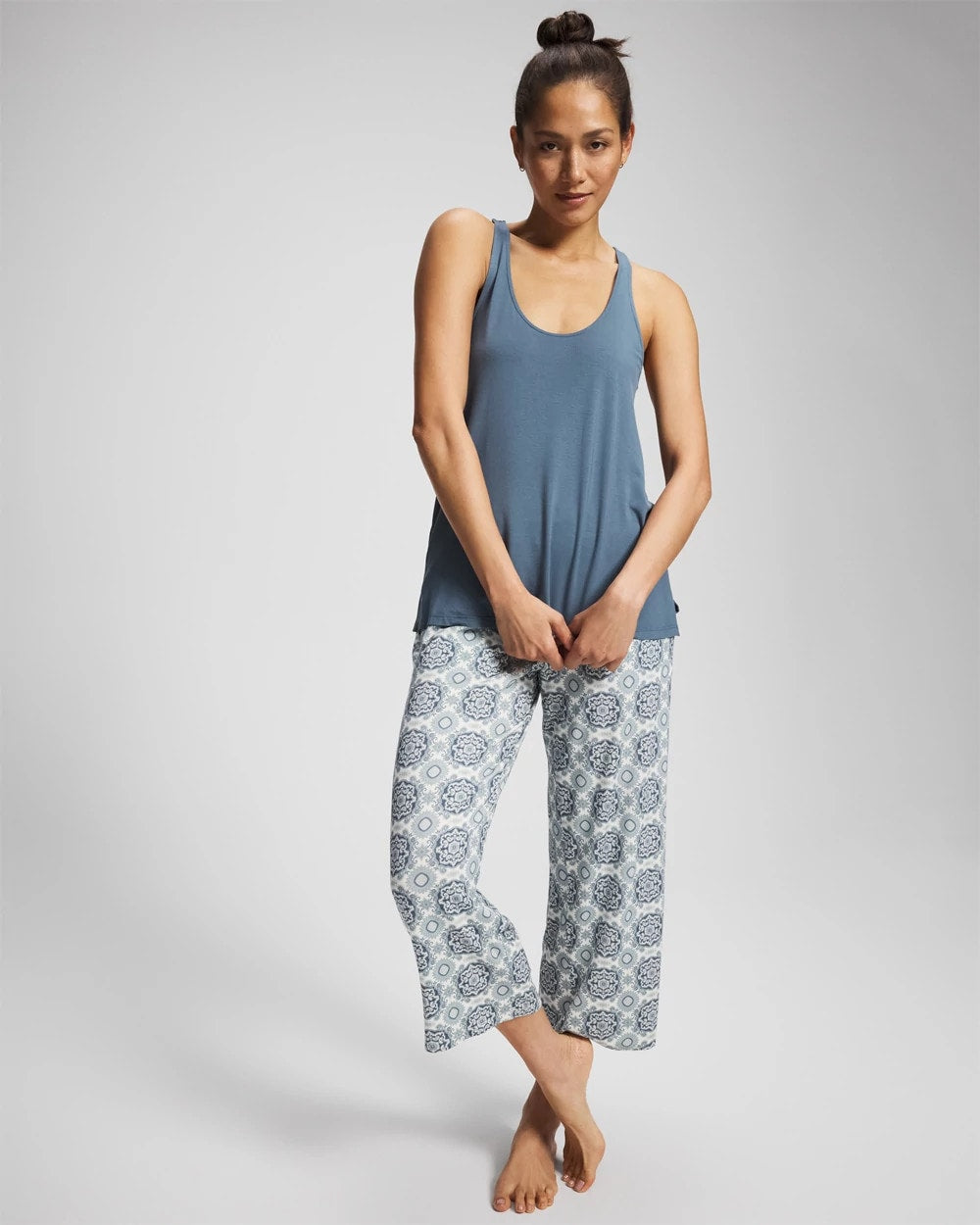 Tank + Crop Pants Pajama Set - HAVEN TILE MINI GREEN | Soma on sale