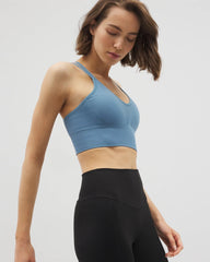 Longline Bra with Strappy Back - BLUE HEAVEN | Soma on sale