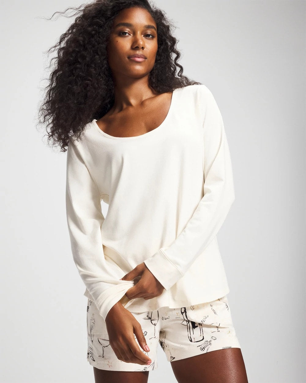 Long Sleeve Pajama Top - CHAMPAGNE DREAMS | Soma near me