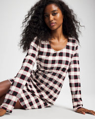 Long-Sleeve Sleepshirt - DREAMSCAPE PLAID BLACK | Soma near me