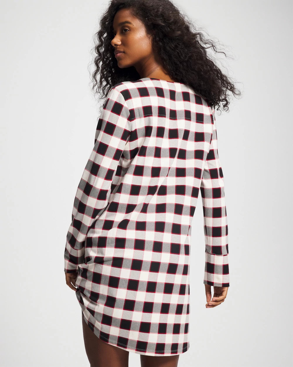 Long-Sleeve Sleepshirt - DREAMSCAPE PLAID BLACK | Soma near me