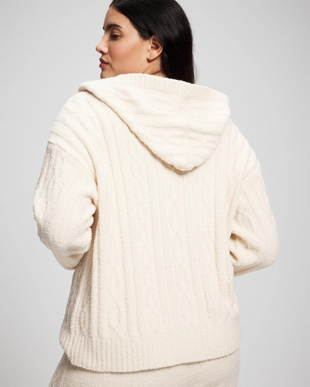Cable Knit Plush Hoodie - PARCHMENT | Soma sale