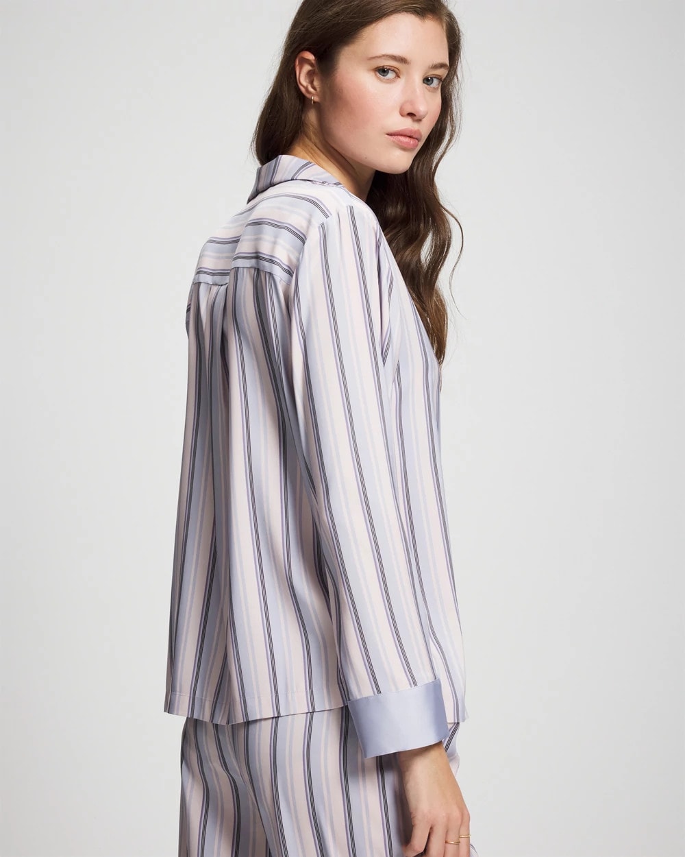 Long-Sleeve Notch Collar - RELAX STRIPE BLUE OPAL | Soma near me