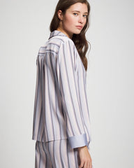 Long-Sleeve Notch Collar - RELAX STRIPE BLUE OPAL | Soma near me