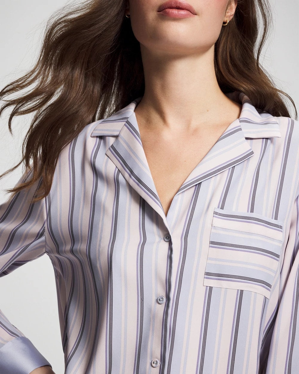 Long-Sleeve Notch Collar - RELAX STRIPE BLUE OPAL | Soma near me