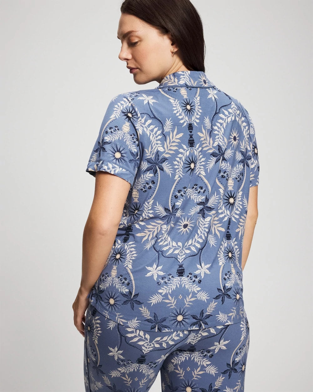 Short Sleeve Notch Collar Pajama Top - BOTANICAL TILE SUNDOWN | Soma on sale