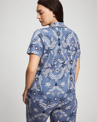 Short Sleeve Notch Collar Pajama Top - BOTANICAL TILE SUNDOWN | Soma on sale