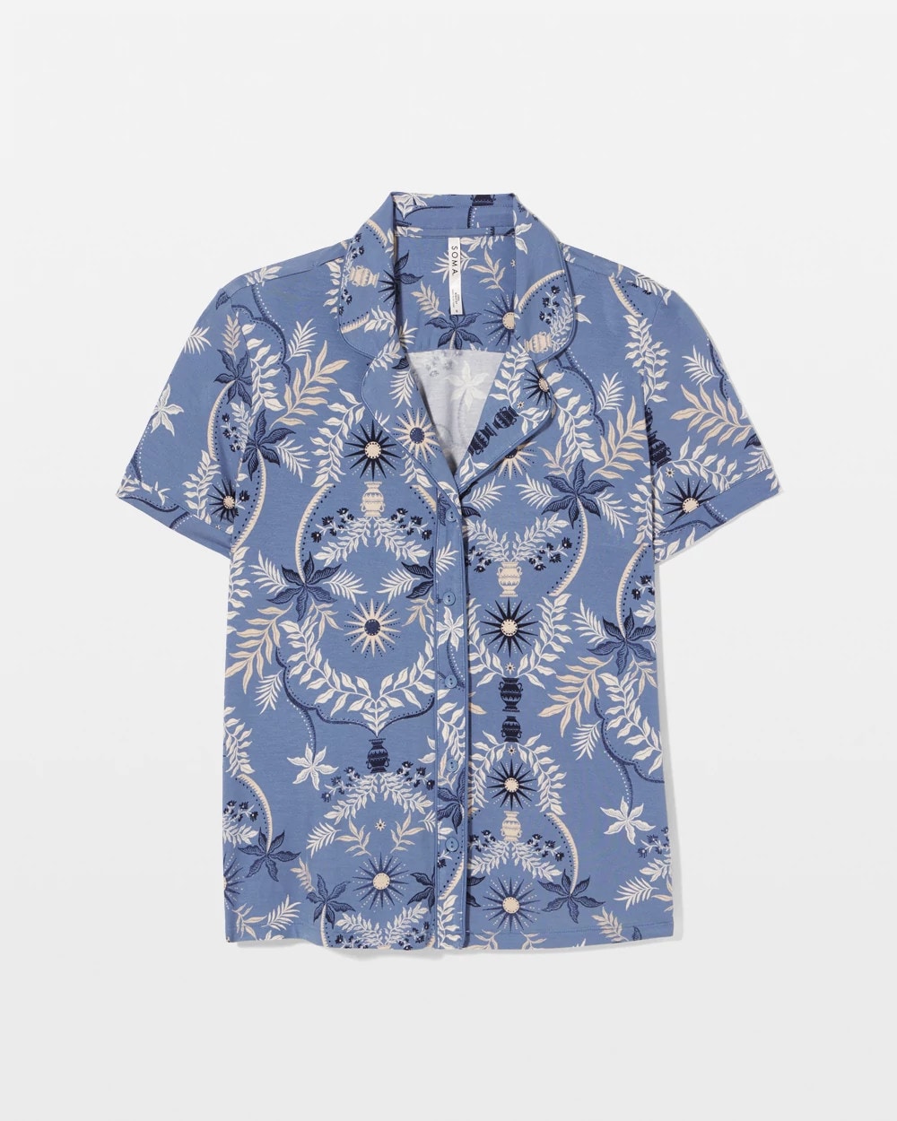 Short Sleeve Notch Collar Pajama Top - BOTANICAL TILE SUNDOWN | Soma on sale