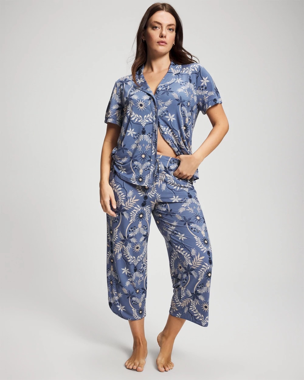 Piped Crop Pajama Pants - BOTANICAL TILE SUNDOWN | Soma sale