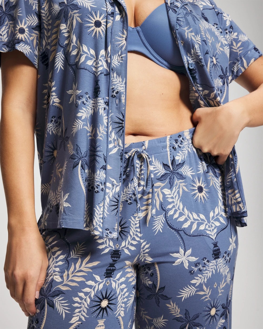 Piped Crop Pajama Pants - BOTANICAL TILE SUNDOWN | Soma sale