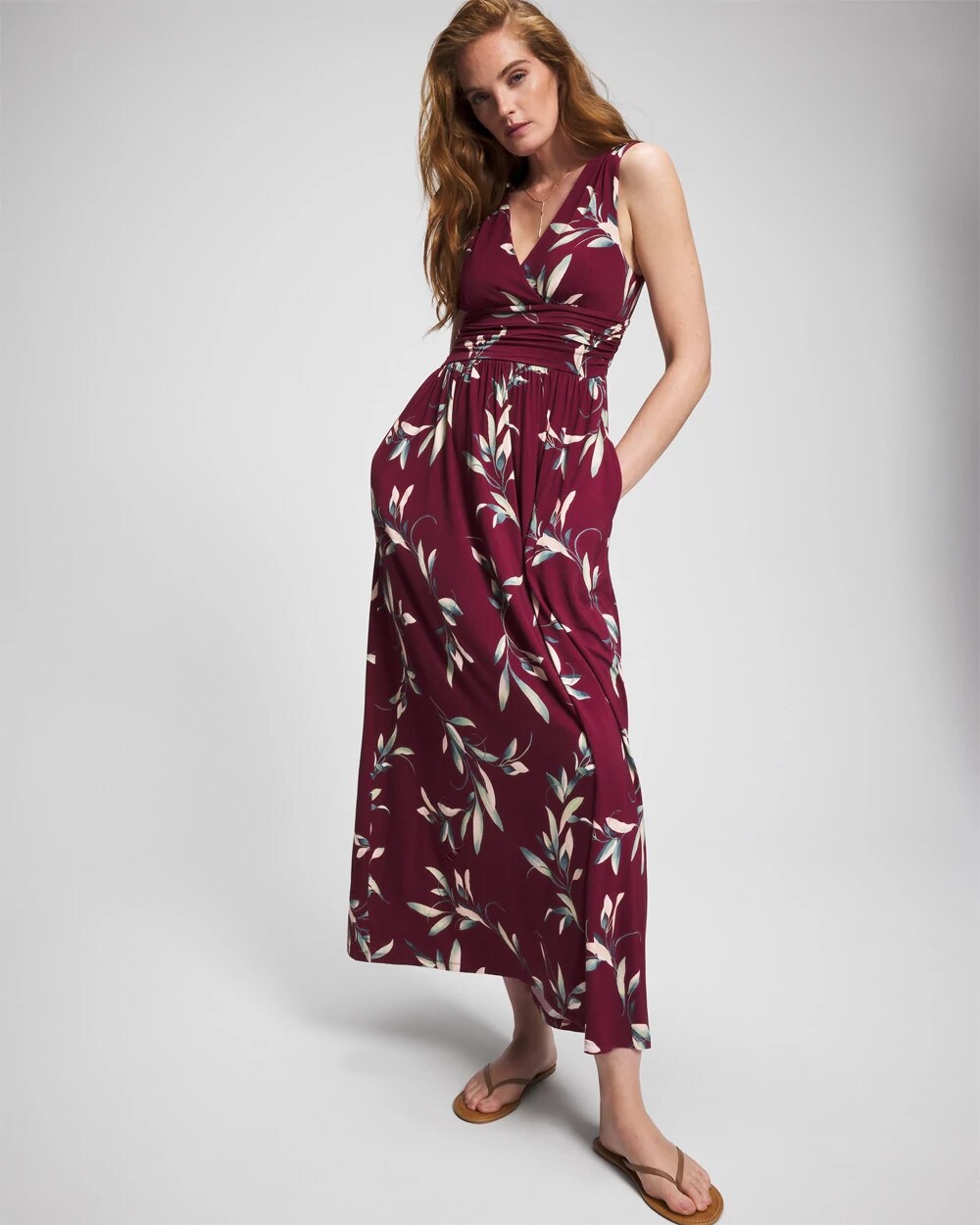 Goddess Maxi Bra Dress - LUXURIOUS LEAVES PLUM | Soma for sale